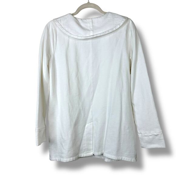 Soft Surroundings Soft White Peter Pan Collar Fleece Pullover Tunic Sweater - Picture 3 of 5